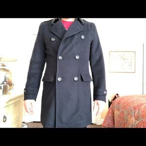 Banana Republic Navy Blue Peacoat - Size: S